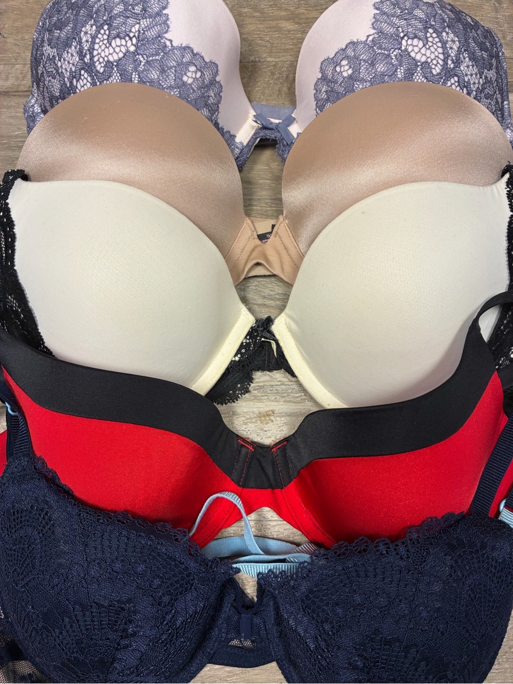 Victoria Secret Bundle 5 Bras Lined Demi Strapless Push Up Lace Satin - Picture 3 of 13